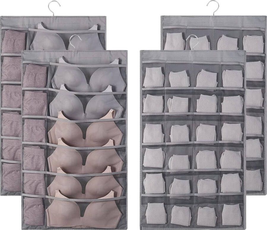 2 stuks ondergoed organizer hangend muurhangende opbergtas hangende organizer garderobe organizer omkeerbaar opvouwbaar draaibaar voor beha's slips sokken stropdassen