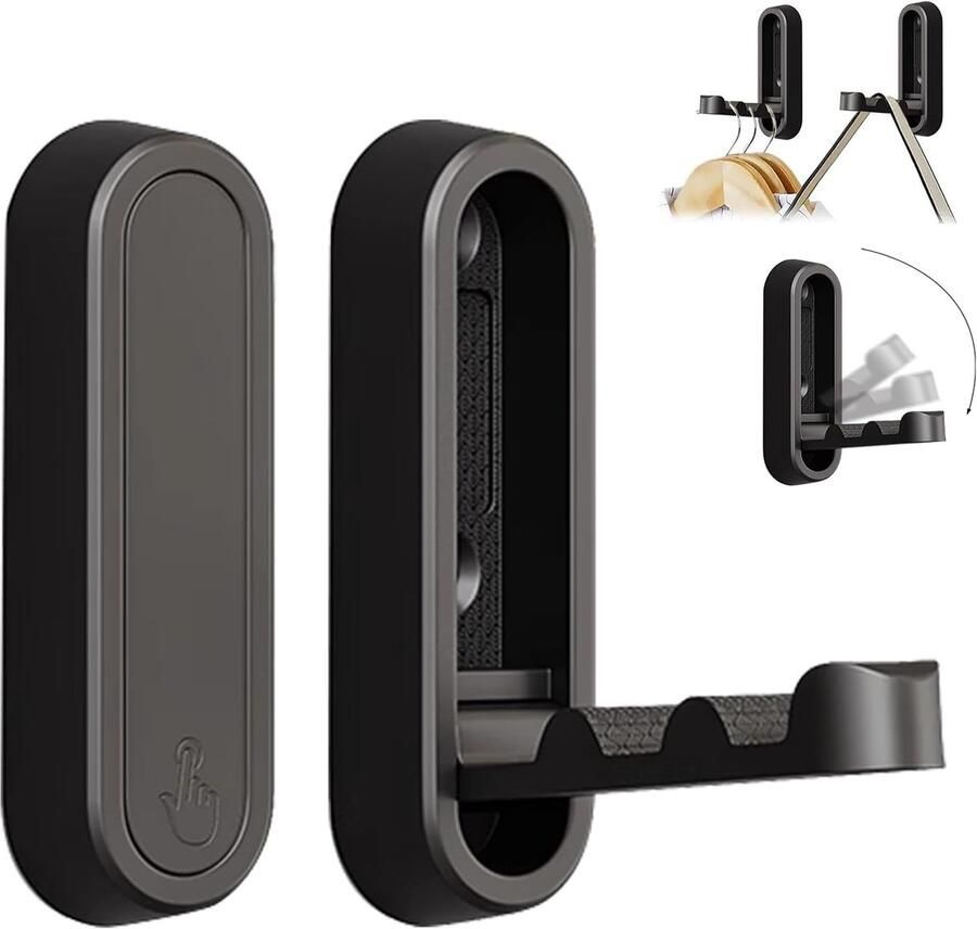 2 stuks Opvouwbare kapstok robuuste wandhaken van zinklegering intrekbare wandhaken voor het ophangen van jassen sjaals hoeden gewaden sleutels en handtassen zwart