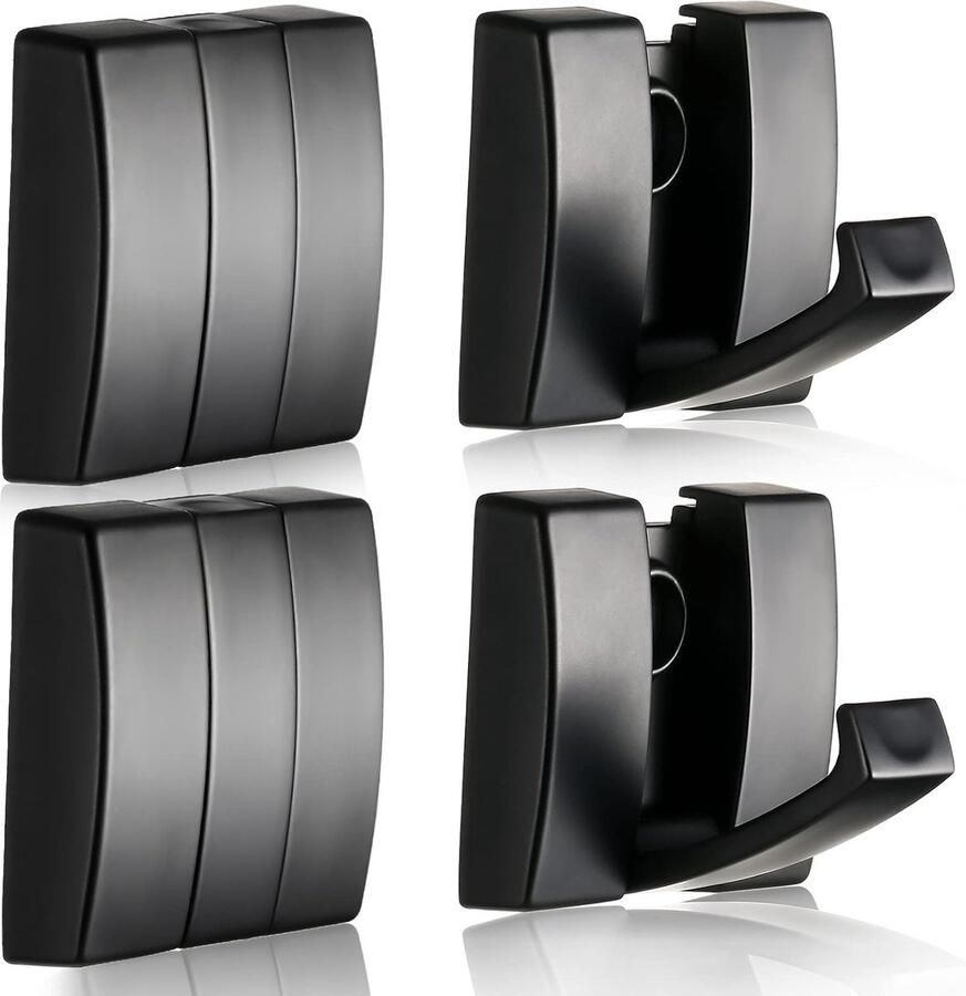 4-delige kapstokhaak matzwart boren niet nodig kapstokhaak opvouwbaar handdoekhaak wandhaak geschikt voor sjaals hoeden badjassen sleutels portemonnees en tassen