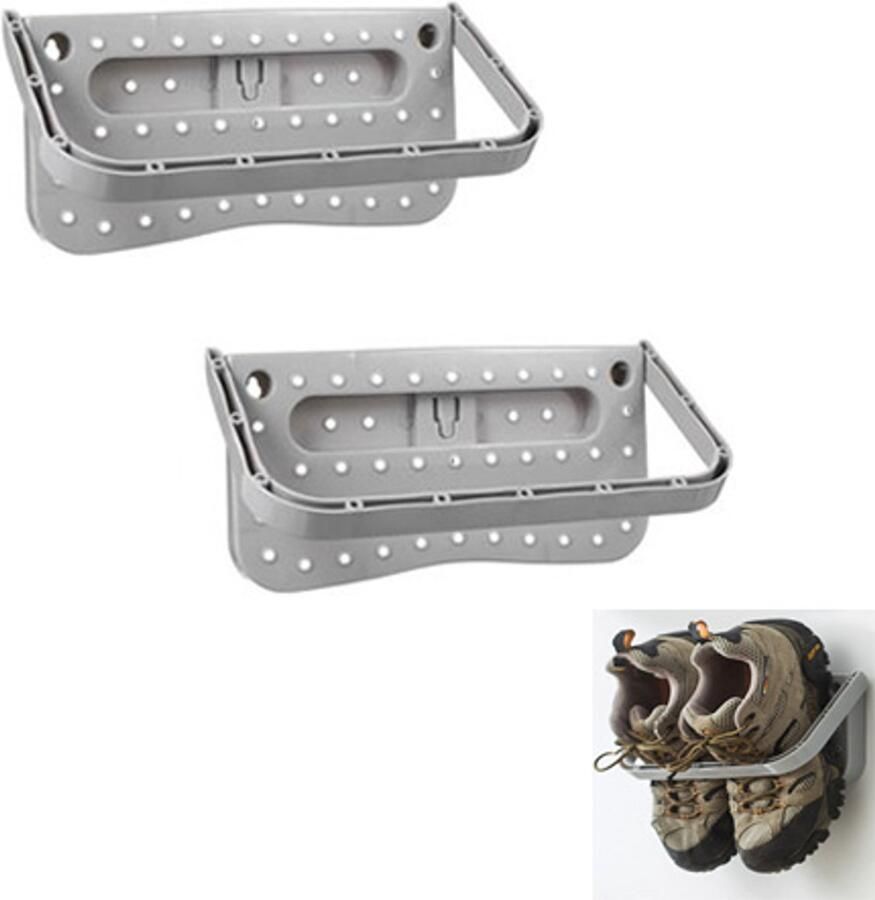 2 stuks Opvouwbare schoenenkast Schoenenrek deur Wandmodel schoenenkast 28*14*2 cm Schoenenkast Schoenenopbergsysteem Zelfklevend schoenenrek zonder ponsen Schoenenopbergdoos Draagbare schoenenkast voor thuis en studentenhuizen Grijs