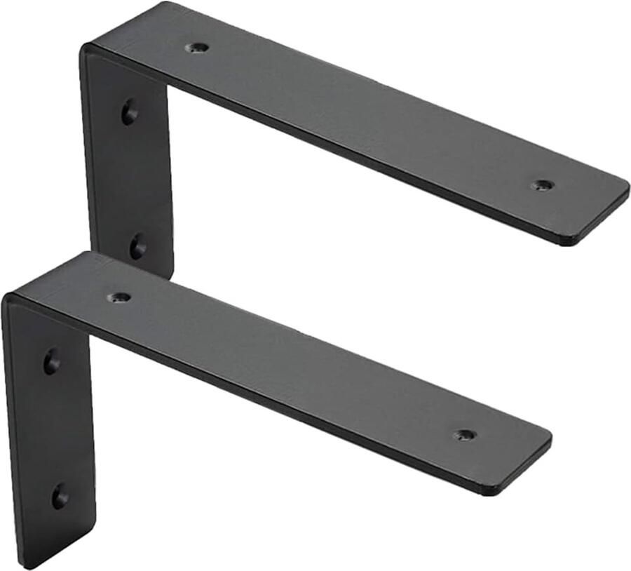 2 stuks Plankdragers 15x10 cm L vorm muurbeugel Wandplank industrieel Zwevende Plankhouder Zwart beugels voor zwevende plank met schroeven ijzer