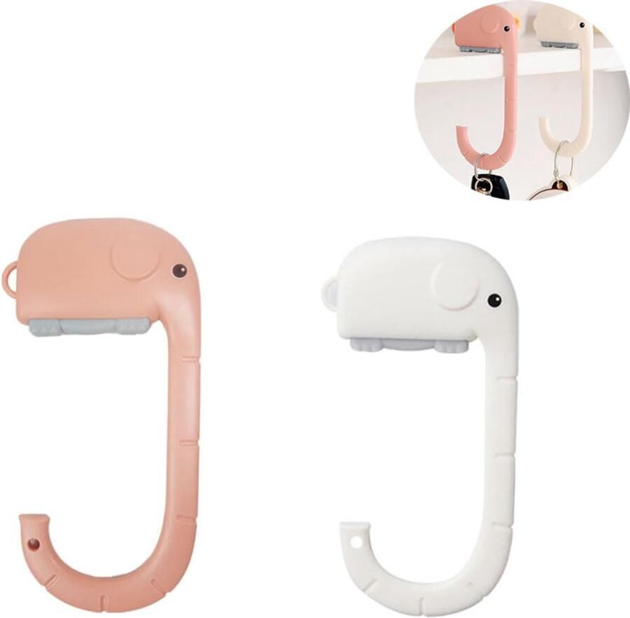 2 stuks Plastic Tas Haak voor Tafel Draagbare Tassenhaak Tafelhaak voor tasse Draagbare Tafelhaak Opvouwbare en Anti-slip Tafelhaak voor Dames Handtassen Handige Accessoire voor Onderweg Draagbare Tassenhaak