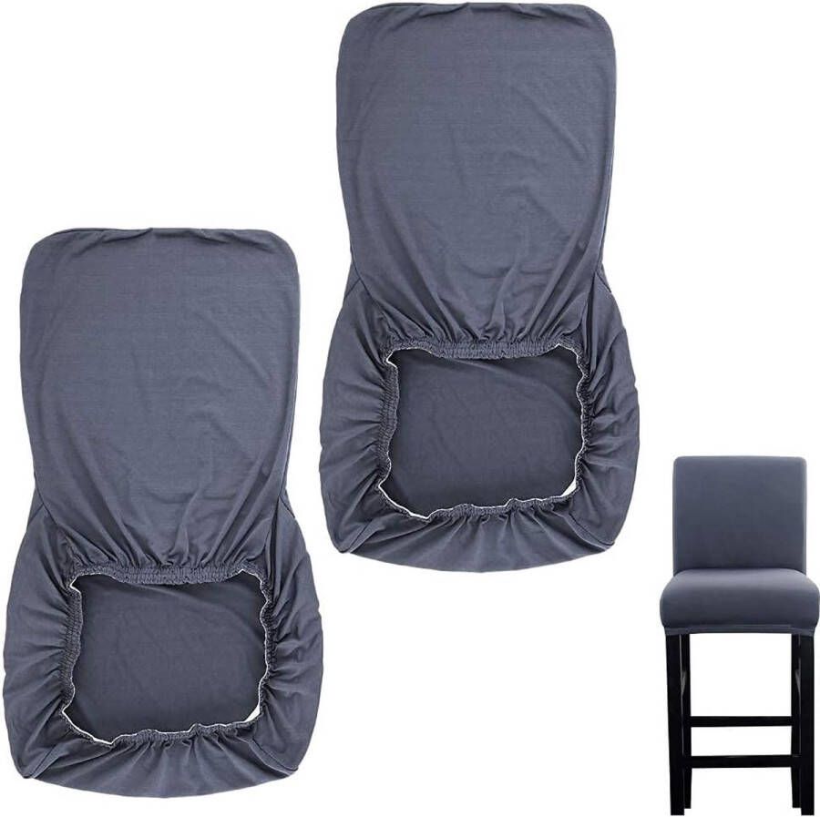 2 Stuks Rekbare Barkruk Stoelhoes Stretch Beschermer Stoelbekleding (Navy Blauw)
