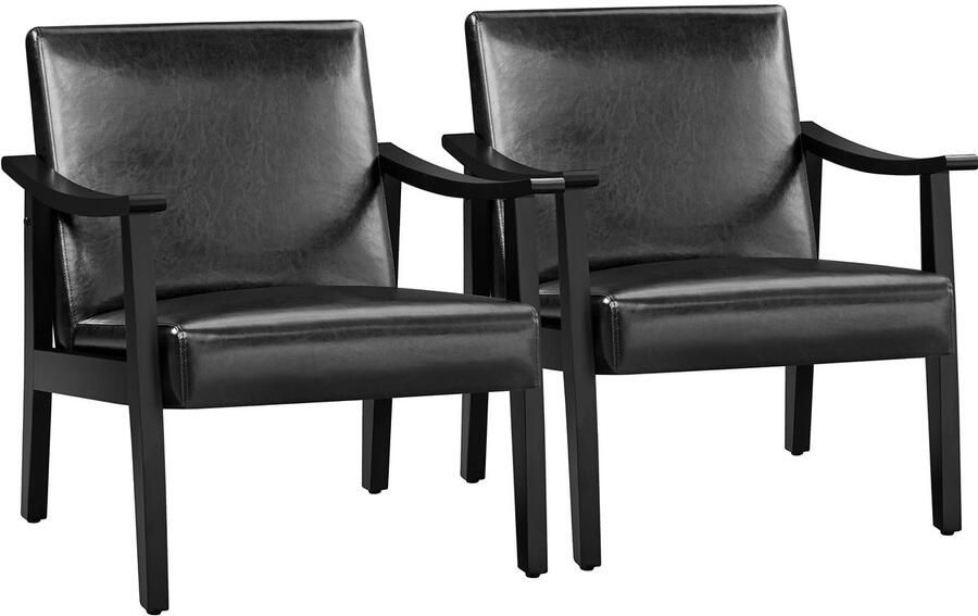 2 stuks relaxstoel retro loungestoel gestoffeerde stoel televisiestoel leesstoel enkele bank tot 136 kg belastbaar voor woonkamer ontvangstruimte thuisbioscoop slaapkamer zwart