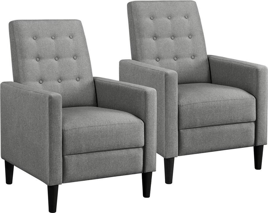 2 stuks relaxstoel televisiestoel TV fauteuil verstelbare enkele ligstoel ruststoel ligstoel gestoffeerde stoel met ligfunctie grijs