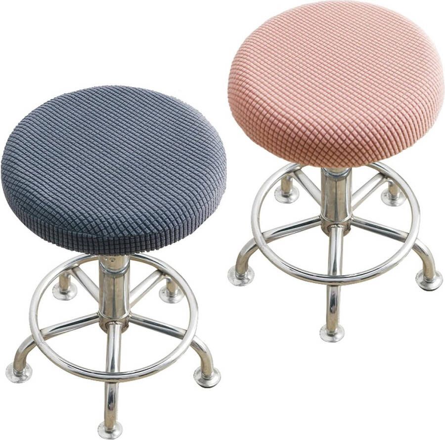 2 stuks ronde krukhoes rond grijs luxe stof ronde kruk bekleding van polyester voor bureaustoelen barkrukken bistrokrukken bruiloftsfeest (grijs roze)