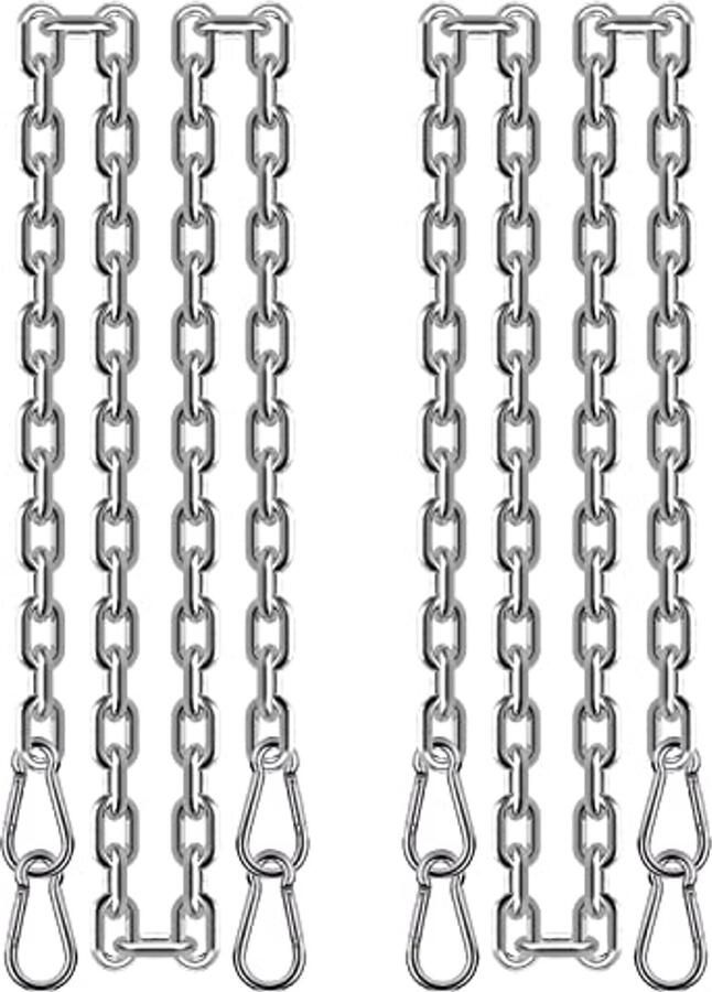 2 Stuks Ronde Roestvrij Stalen Ketting 1 meter met Karabijnhaken voor Hangmatten en Hangstoelen