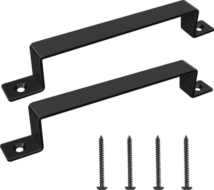 2 stuks schuifdeurgrepen voor schuurdeur zwarte grote rustieke hekdeurgreep (zwart rechthoek)