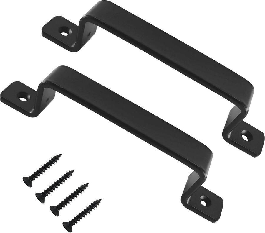 2 stuks schuurdeurgreep Handgrepen Kast Krachtige schuurdeurgreep 190 mm kastgrepen Onderdelen Schuurdeurgreep met 4 schroeven Meubel Handvat Keukengreep Meubelbeslag Zwart