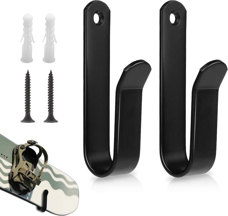 2 stuks Skateboard wandhouder snowboardwandhouder snowboard muurbevestiging clips horizontale snowboard opslag skateboard display rack stand handdoekrek handdoekhaak jashaak met schroeven voor kamer garage 10*2*3.5 cm zwart