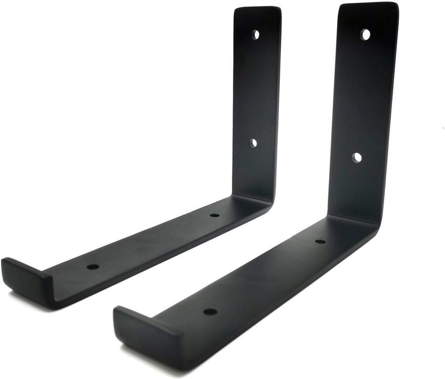 2 stuks smeedijzeren wandrekken plankdragers verdikte wandbeugels voor scheidingswanden driehoekige beugels voor een enkele planklaag (zwart)