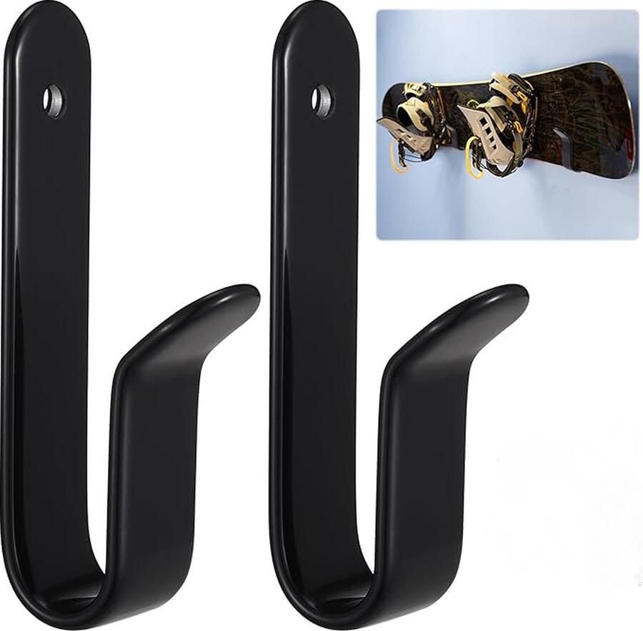 2 stuks snowboardwandhouder Skateboard wandhouder Met schroeven skateboard wandmontage display rek voor skateboards surfplanken of longboards Opberghaken zwart RVS Ophangen 10*2*3.3cm