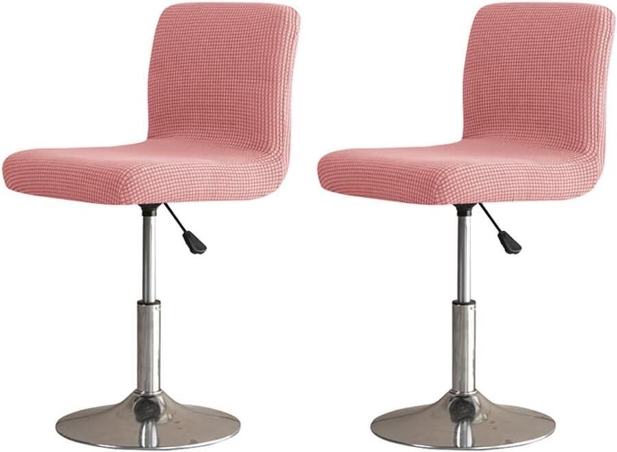2 stuks stoelhoes elastische barkrukafdeksel met rugleuning vierkante stoelbalkrukkrukken roterende stoel eetkamerstoel aanrechte kruk stoelhoes (roze)