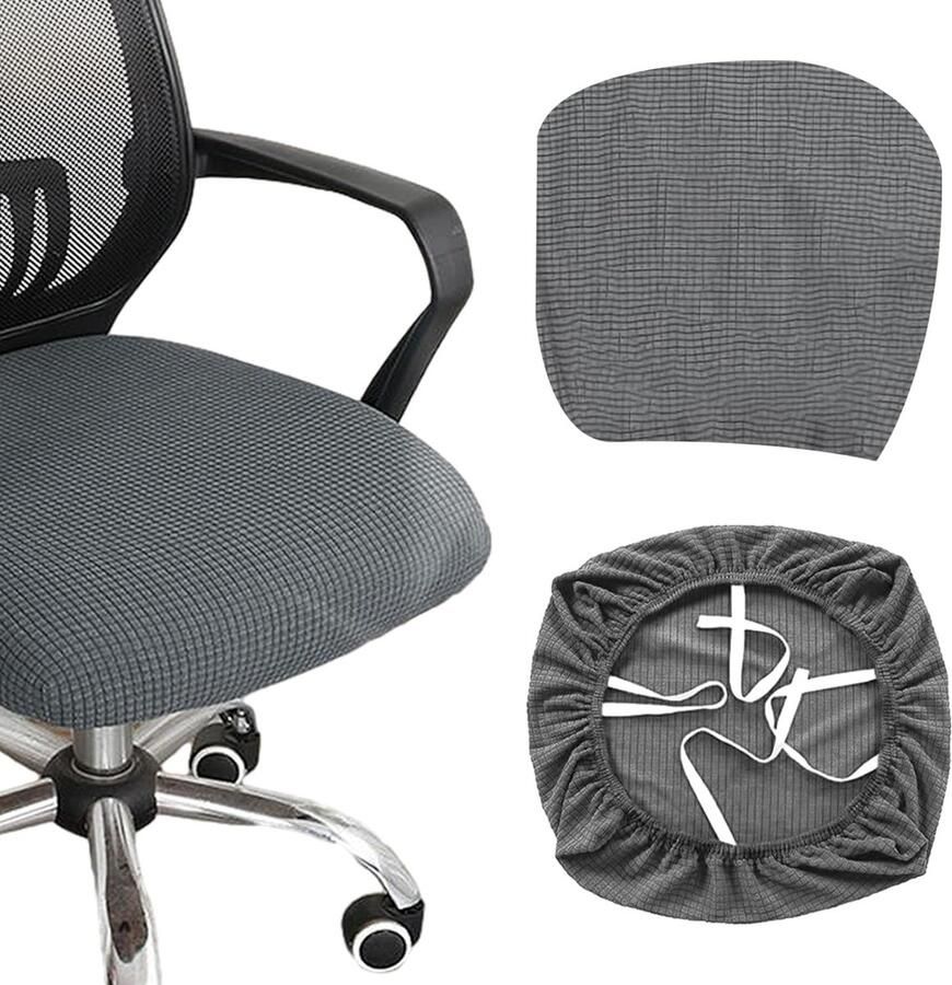 2 stuks stoelhoes stoel bureaustoelhoes wasbaar elastische stoelhoes bureaustoel voor bureaustoel draaistoel stoelhoes (grijs)