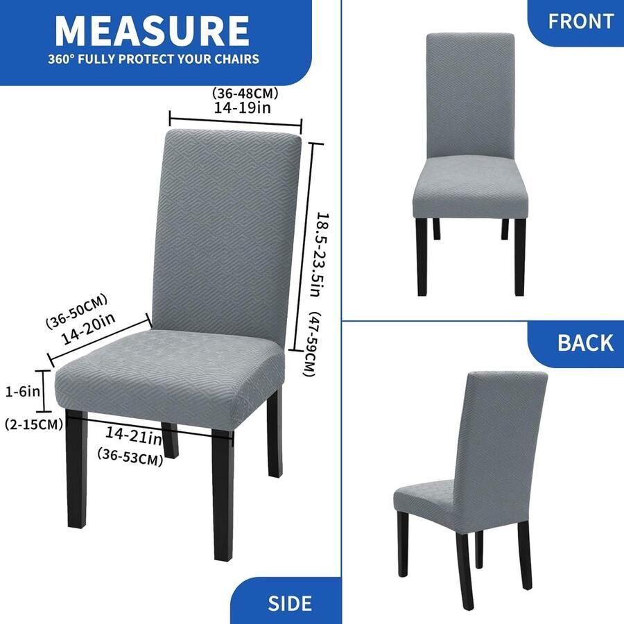 2 stuks stoelhoezen 2024 nieuwste jacquard stoelhoezen afneembaar wasbaar elastaan stretch universeel voor hotel ceremonie banket restaurant thuis (lichtgrijs)