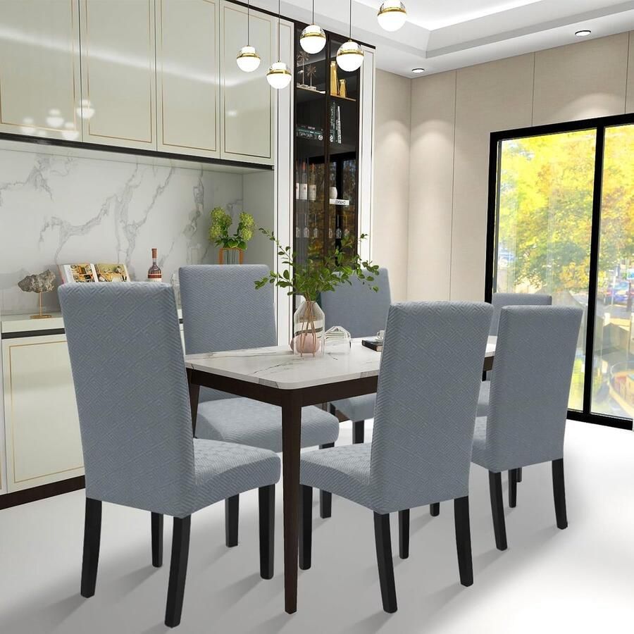 2 stuks stoelhoezen 2024 nieuwste jacquard stoelhoezen afneembaar wasbaar elastaan stretch universeel voor hotel ceremonie banket restaurant thuis (lichtgrijs)