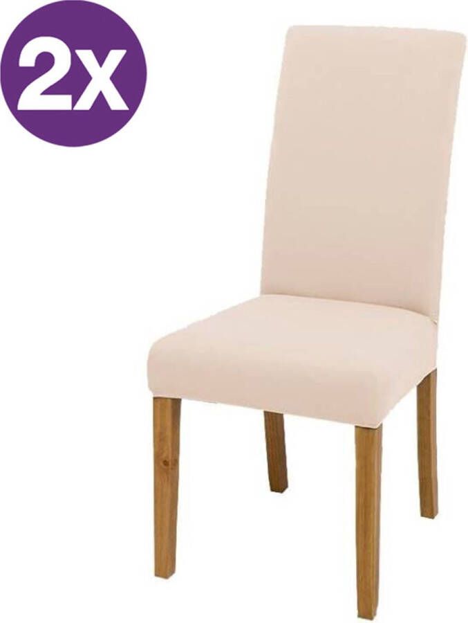 2 Stuks Stoelhoezen Eetkamerstoelen Stretch-polyester-stofdicht- beige