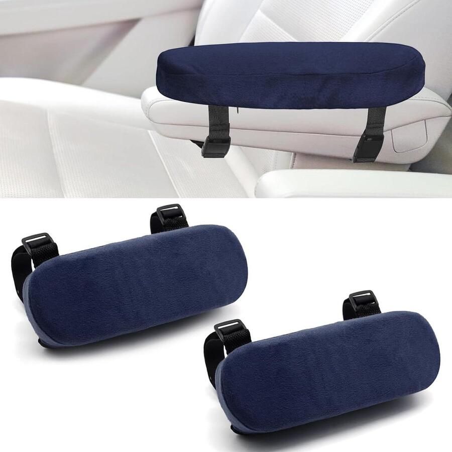 2 stuks stofdichte zijrits autostoel armleuning kussenpads zachte anti-kras beschermer voor armleuning hoes (blauw)