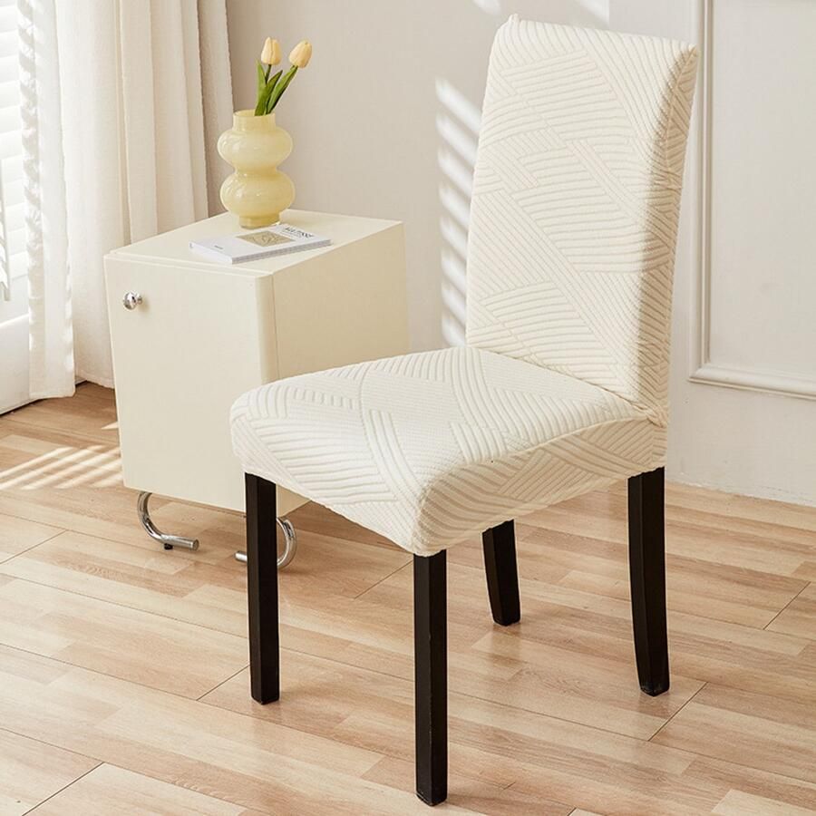 2 Stuks Stretch Stoelhoes Elastisch Afneembaar Wasbaar Geschikt Voor Hotel Banket Keuken Restaurant Bruiloftsfeest Stoelhoes CrèMe Beige