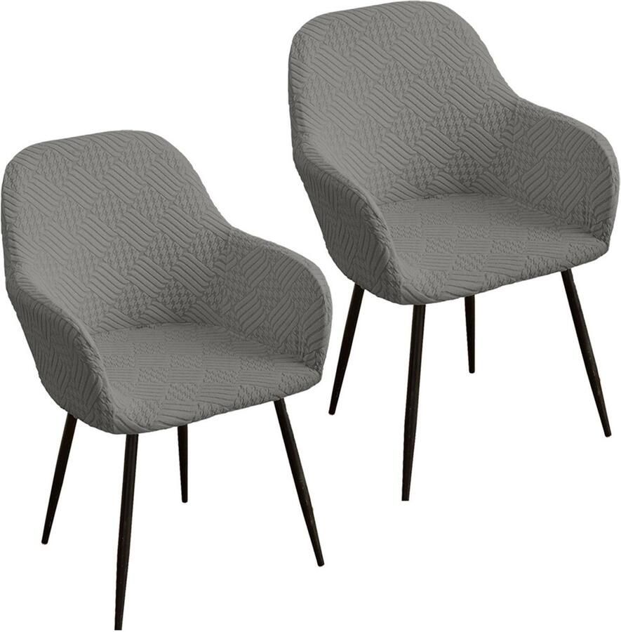 2 stuks stretch stoelhoezen afneembare hoezen met gebogen rugleuning voor eetkamerstoelen moderne bureaustoelhoezen wasbare decoratieve stoelhoezen voor kaptafels eetkamers kantoren en hotels Grijs
