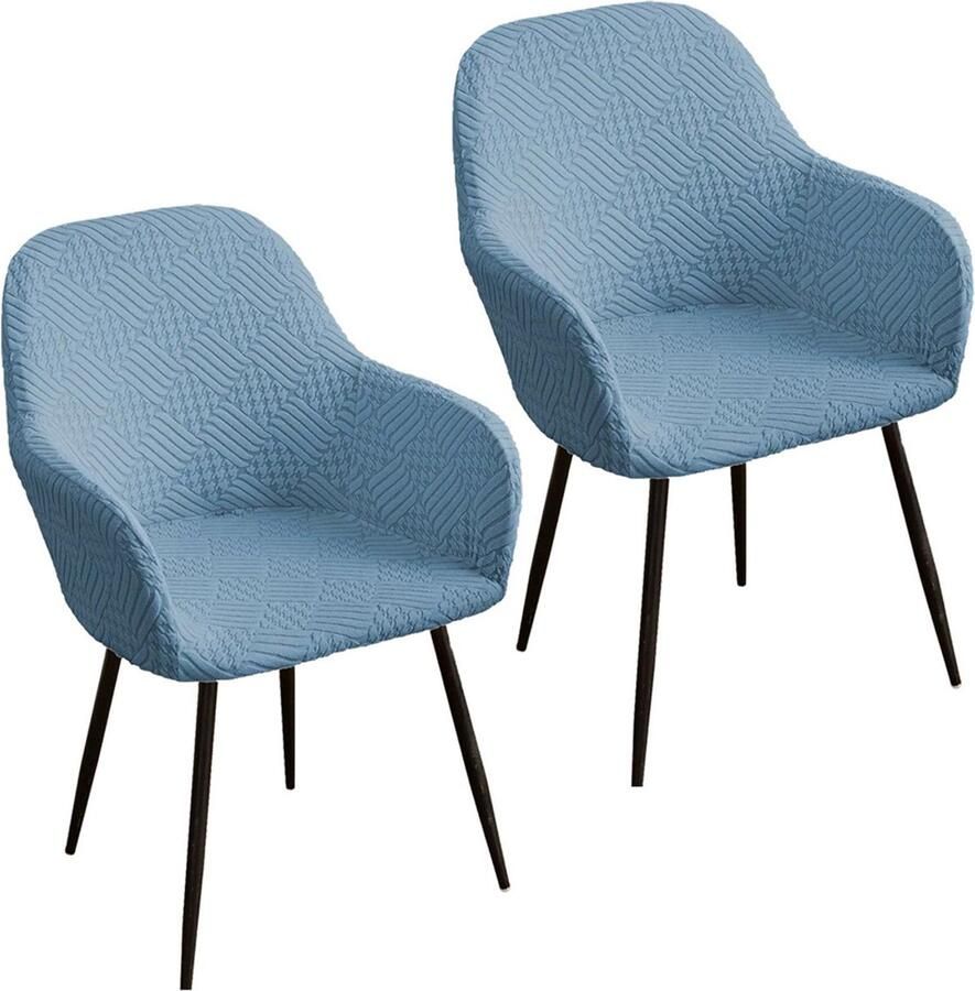 2 stuks stretch stoelhoezen afneembare hoezen met gebogen rugleuning voor eetkamerstoelen moderne bureaustoelhoezen wasbare decoratieve stoelhoezen voor kaptafels eetkamers kantoren en hotels Blauw