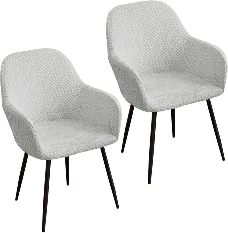 2 stuks stretch stoelhoezen afneembare hoezen met gebogen rugleuning voor eetkamerstoelen moderne bureaustoelhoezen wasbare decoratieve stoelhoezen voor kaptafels eetkamers kantoren en hotels Zilvergrijs