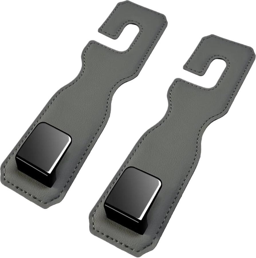 2 Stuks -Tassenhaak Telefoonhouder Opberghaak Auto Organizer Haken Autostoel Hangers Leren autohaak Auto Kapstok Zwart