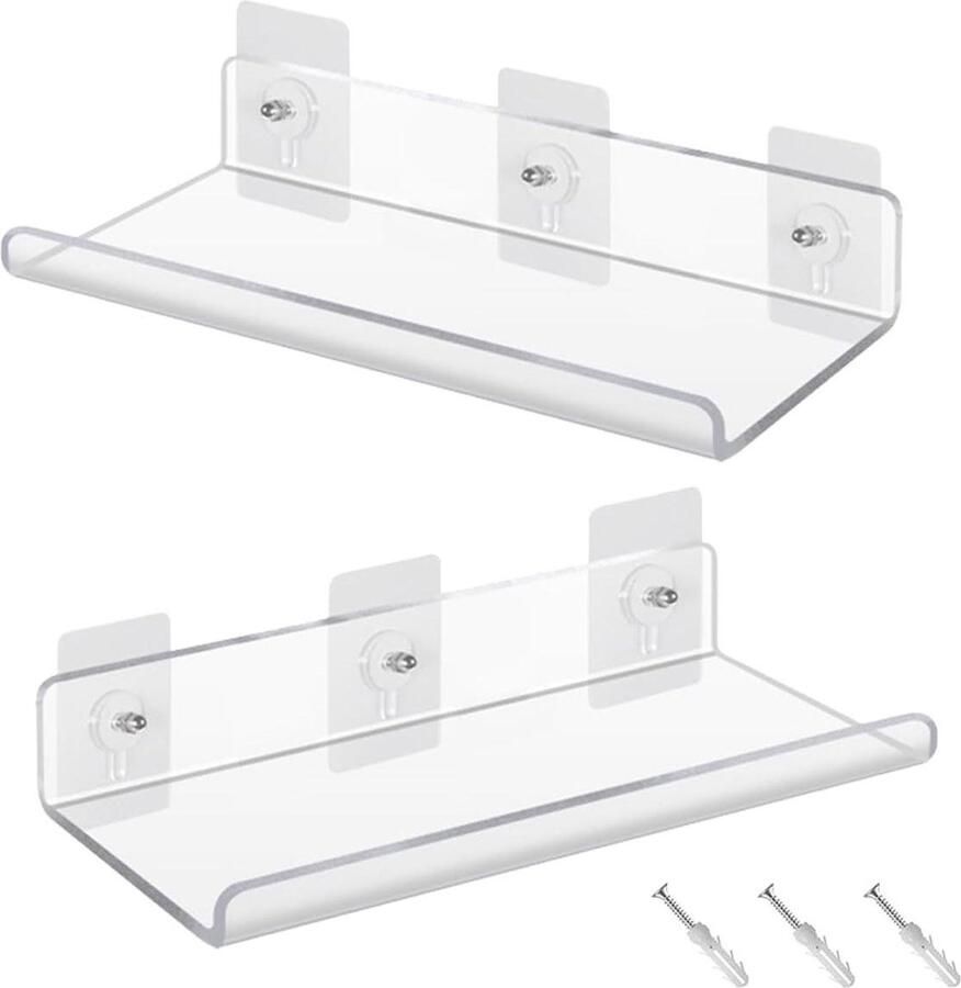 2 stuks transparante acryl wandplanken zwevende planken voor slaapkamer en woonkamer Wandplanken & -rekken