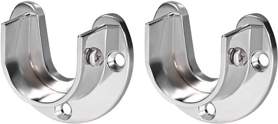 2 stuks U-vorm wandkast stang sokkel kledingkast houder van zinklegering 25 mm Dmr. 38mm Dia Set van 2 Kledingopberger met U-vorm Wandmontage Handige kledingkast accessoires