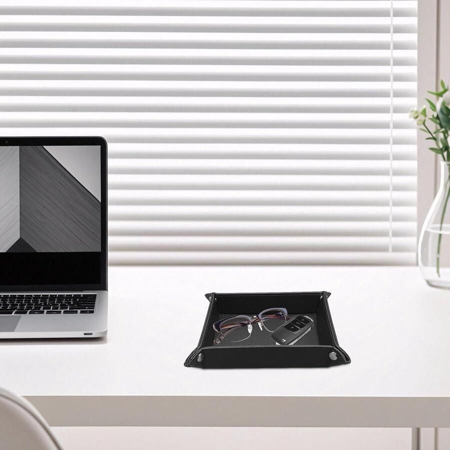 2 Stuks Valet Tray Desktop Opslag Organiser – Organizer Lade Sieraden Catchall Coin Tray Voor Key Horloges Nachtkastje PU Lederen Dienblad Telefoon