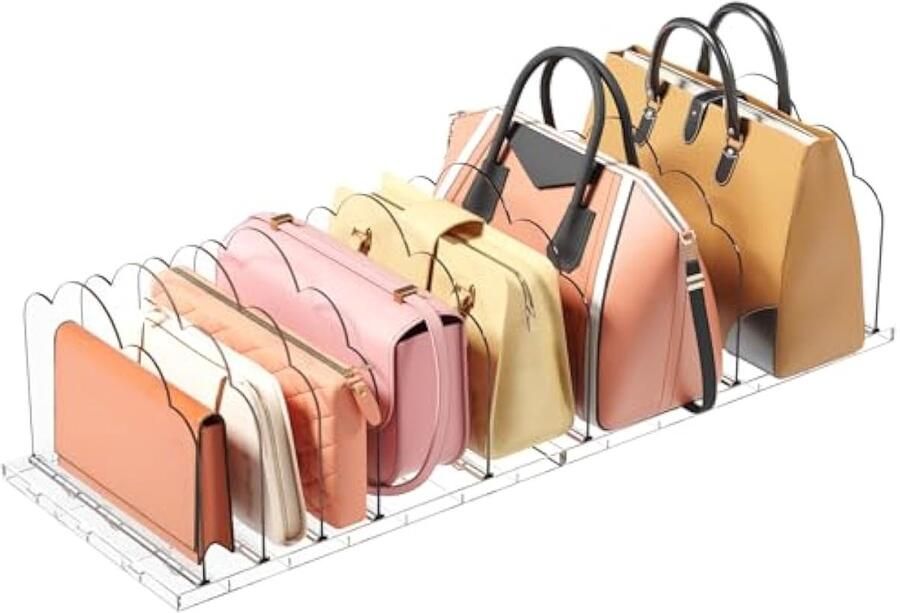 2 Stuks Verstelbare Doorzichtige Plankenverdelers Plastic Tassen Organizer Handtas Opberg Organizer Uitschuifbaar Schap voor Kast Garderobe Slaapkamer Doorzichtig