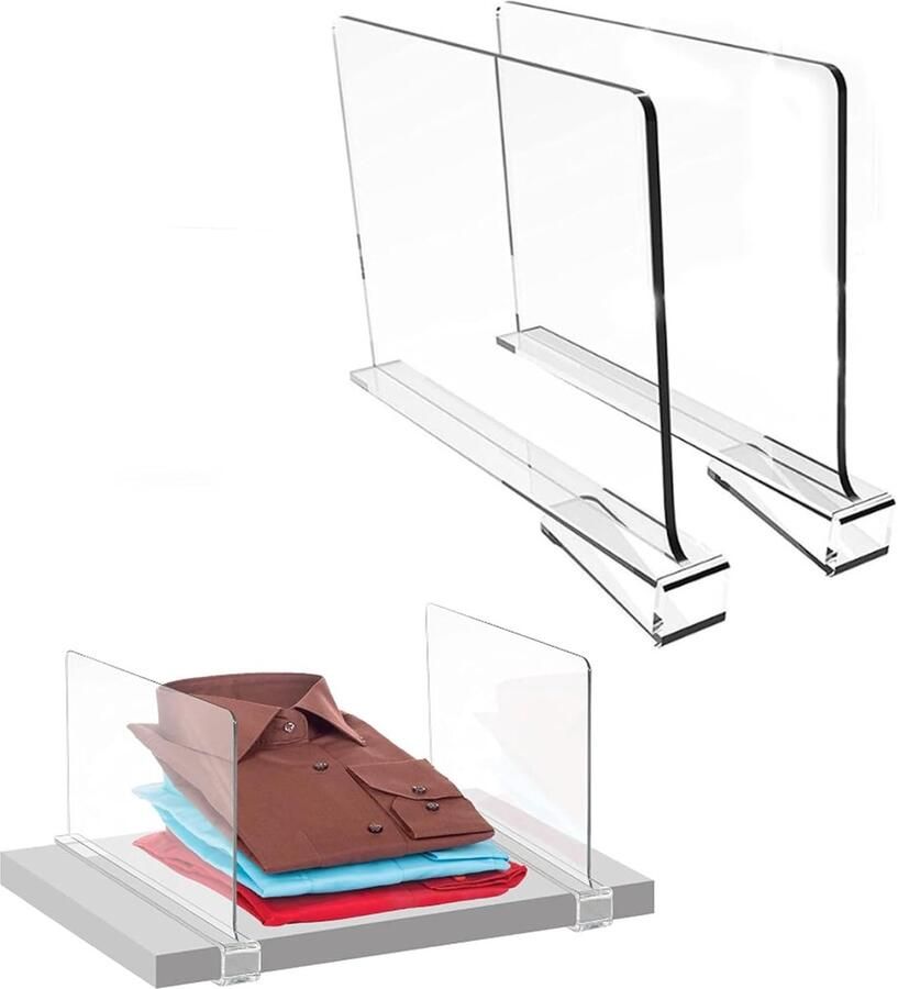 2 stuks verstelbare plankverdelers kunststof scheidingswanden voor kledingkasten transparante kastverdelers voor slaapkamer keuken en kantoren