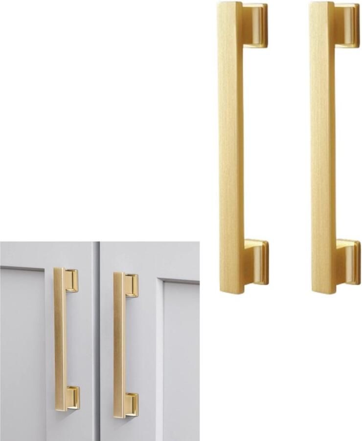 2 stuks Vierkante kastgrepen Ladegrepen Garderobekastdeurgrepen Stevig en duurzaam Roestbestendig Veelzijdig Goud Geschikt voor kasten dressoirs laden