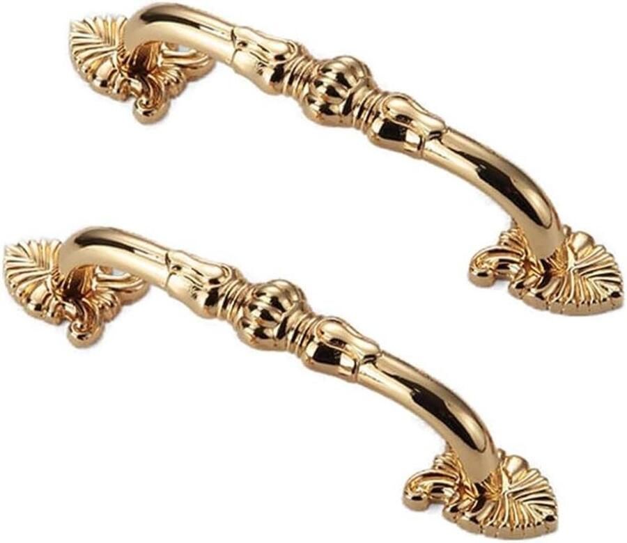 2-stuks vintage messing kastgrepen-bloemenpatroon-antieke meubelgreep-metaal-goud-meubelknoppen-retro-ladegreep-deurgreep-handgrepen-voor-keukenkast-lade-kast (96 mm 24 karaat) huisdecoratie antiek design cabinet handle black