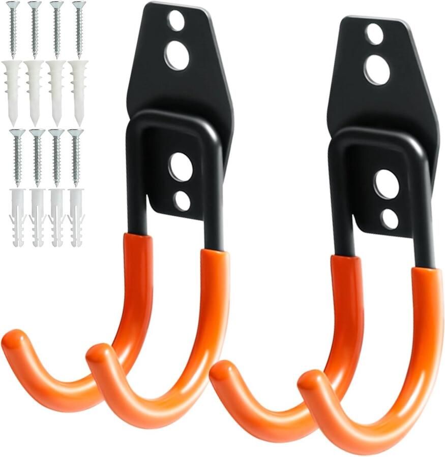 2 stuks Wandhaken voor Garage Heavy Duty Garage Haken -Wandmontage Ijzer Haken Garaghaken voor Het Opbergen van Gereedschap Stoelen Slangen Fietsen en Sportuitrusting
