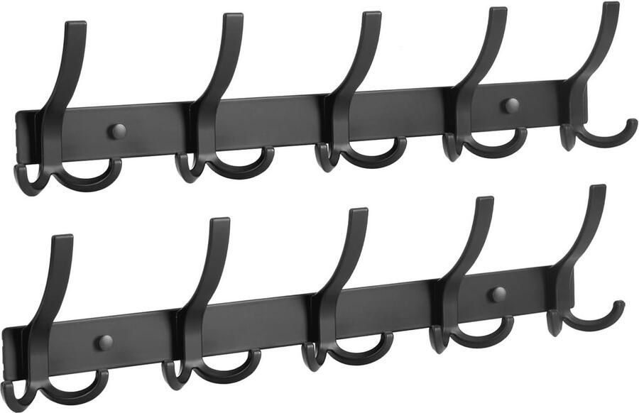 2 stuks Wandkapstok met 5 Tri Haken Ideaal voor Entree en Slaapkamer