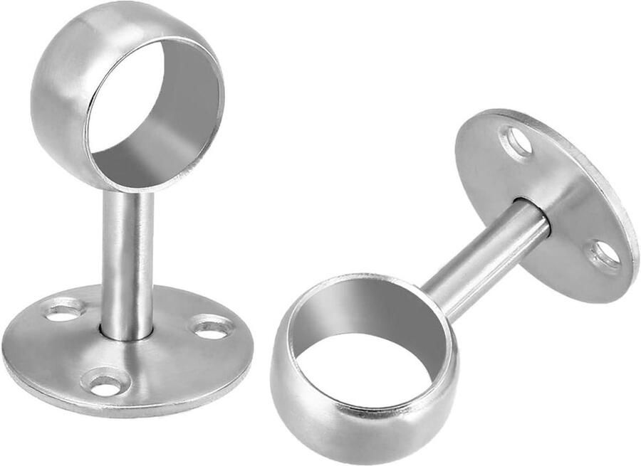 2 Stuks Wandmontage Garderobebeugels Rail Rod Ondersteuning 25mm Diameter 65mm Hoogte Kledingrek Accessoires