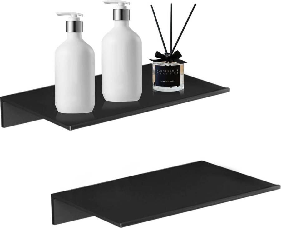 2 stuks wandplanken metaal aluminium zwart display richels zwevende wandplank voor slaapkamer keuken kantoor woonkamer zwart modern