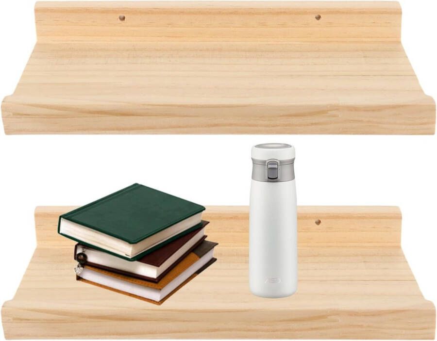 2 stuks wandplanken van hout 30 cm rustiek zwevend rek met rand massief hout boekenplank voor slaapkamer woonkamer kantoor keuken