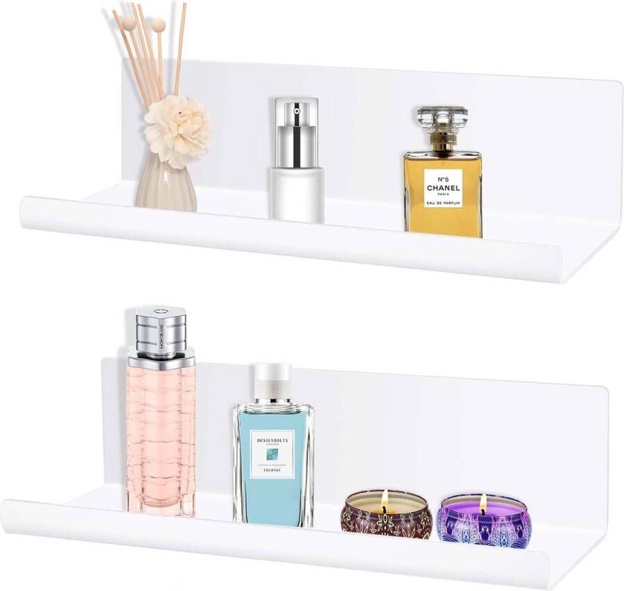 2 stuks wandrek zonder boren acryl plank biedt ruimte voor boeken en foto's woondecoratie wandrek geschikt voor keuken badkamer kantoor woonkamer wit