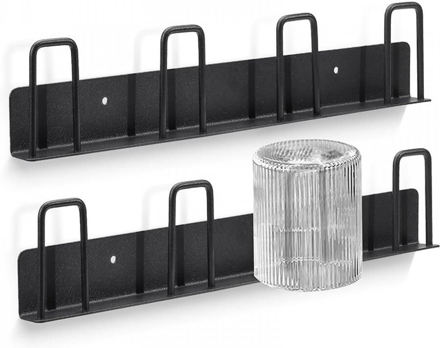 2 Stuks Wijnglazenhouder voor 8 Glazen Mokkenrek Mokken houder Ophangrek Wijnglazen Wijnrek 31x6x2Cm Glasophangrek Wijnglas Rek Wijnglazenrek Hangend Keukengerei Keuken Organiser voor Keuken Kantoor Bar Displayaccessoires