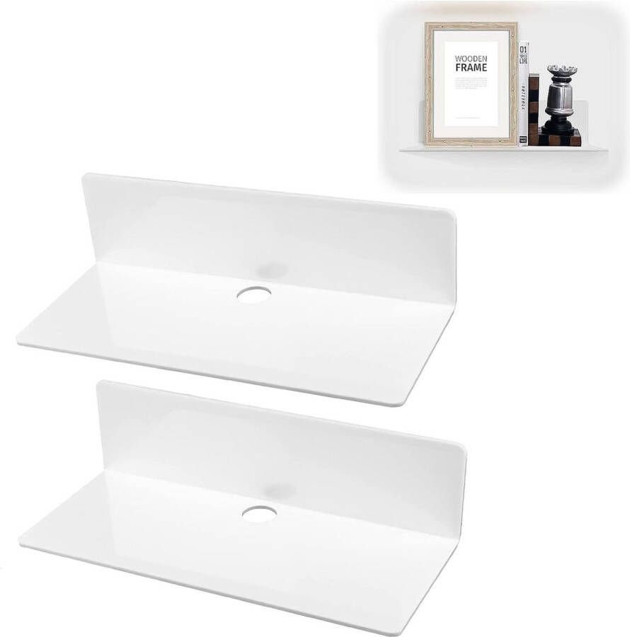 2 stuks witte wandplanken planken voor de muur zwevend rek wit wandgemonteerde planken geen boren voor badkamer keuken slaapkamer kantoor