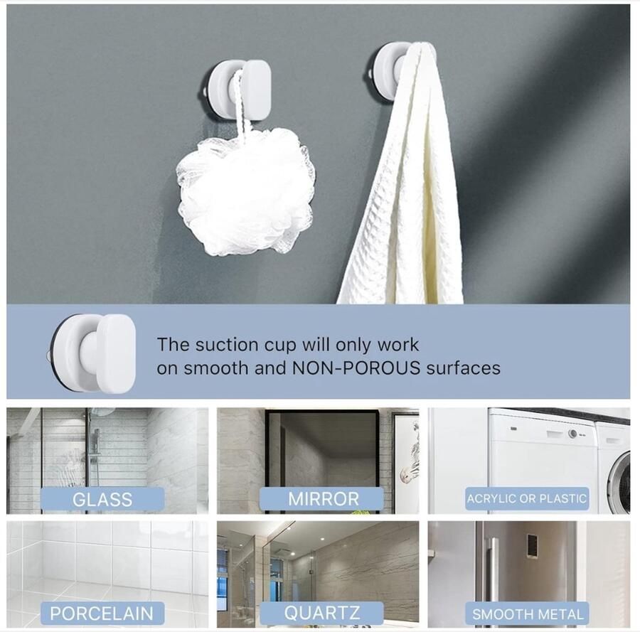 2 stuks zelfklevende kastgrepen zuignap glazen spiegeldeurgrepen zelfklevende instant push-pull handgrepen voor deuren koelkast lade kast 6x5cm (wit)