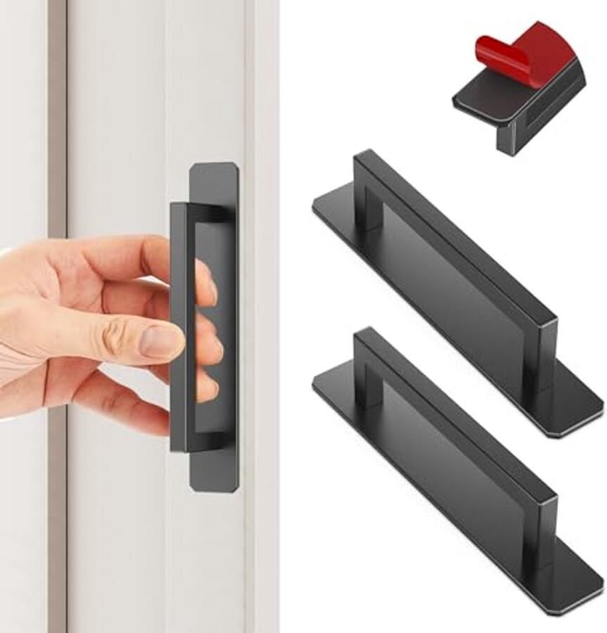 2 stuks zelfklevende meubelgrepen 150 mm zwart aluminium zonder boren