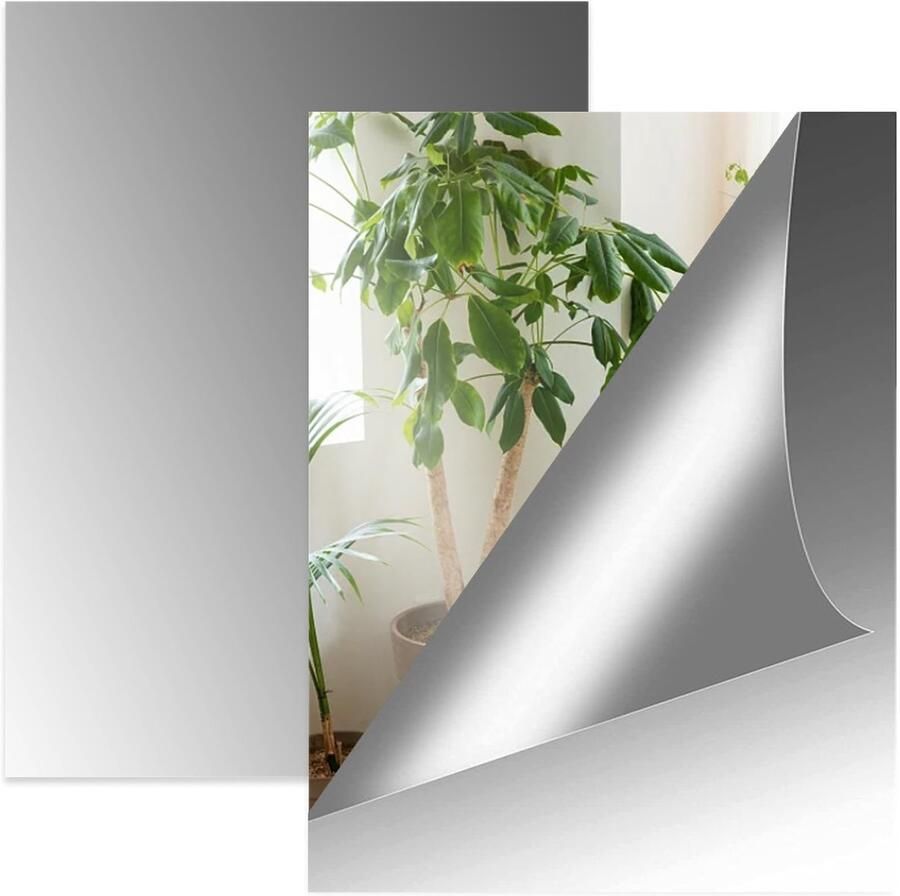 2 stuks zelfklevende spiegel voor kast 2mm spiegel om op te plakken decoratieve wandspiegel spiegelfolie muur spiegelfolie kast spiegelfolie acrylspiegel spiegelplaat voor toilet woonkamer 15 * 20cm