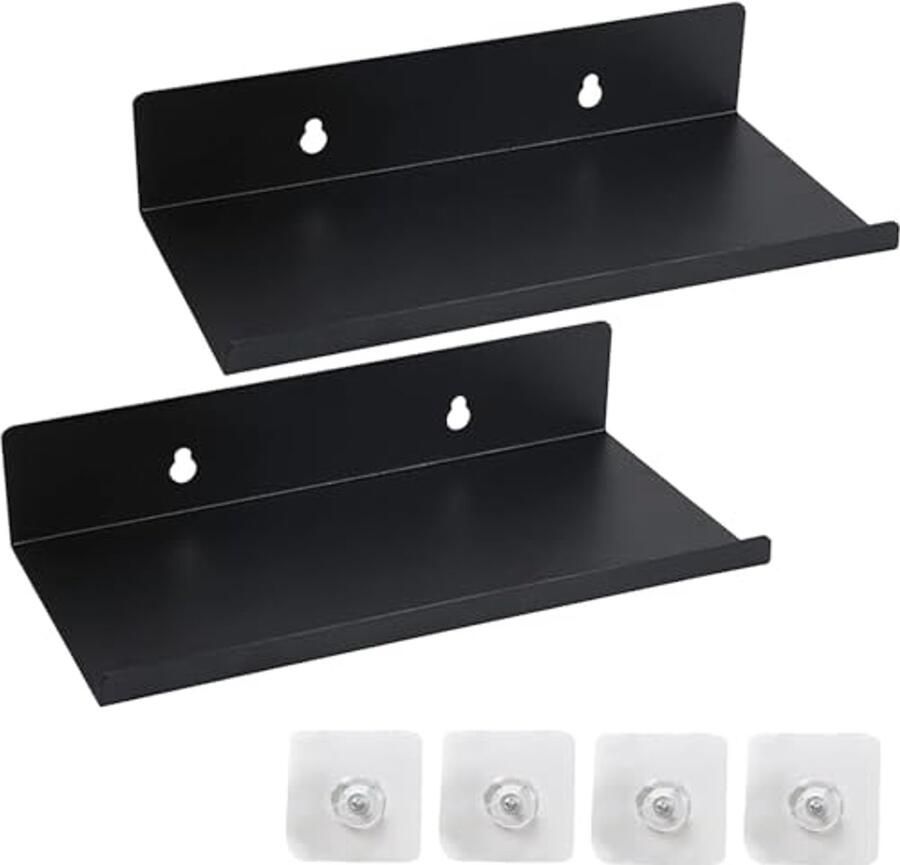 2 stuks zelfklevende wandplanken 20 x 10 cm zonder boren zwevend rek voor badkamer keuken en kantoor