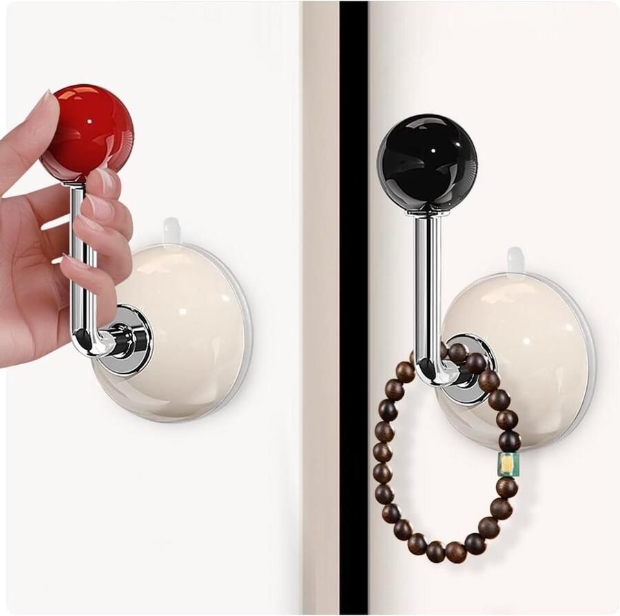 2 stuks zuignap deurknoppen vintage verwijderbare vacuüm zuignap deurknoppen multifunctionele haken voor glazen deuren ramen kasten koelkasten zonder boren moderne woonaccessoires rood en zwart