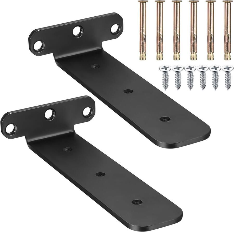 2 stuks zwarte plankhouders 20 cm wandplankhouder onzichtbare plankdrager zware belasting metalen plankhoek wandhouder voor woonkamer keuken eetkamer