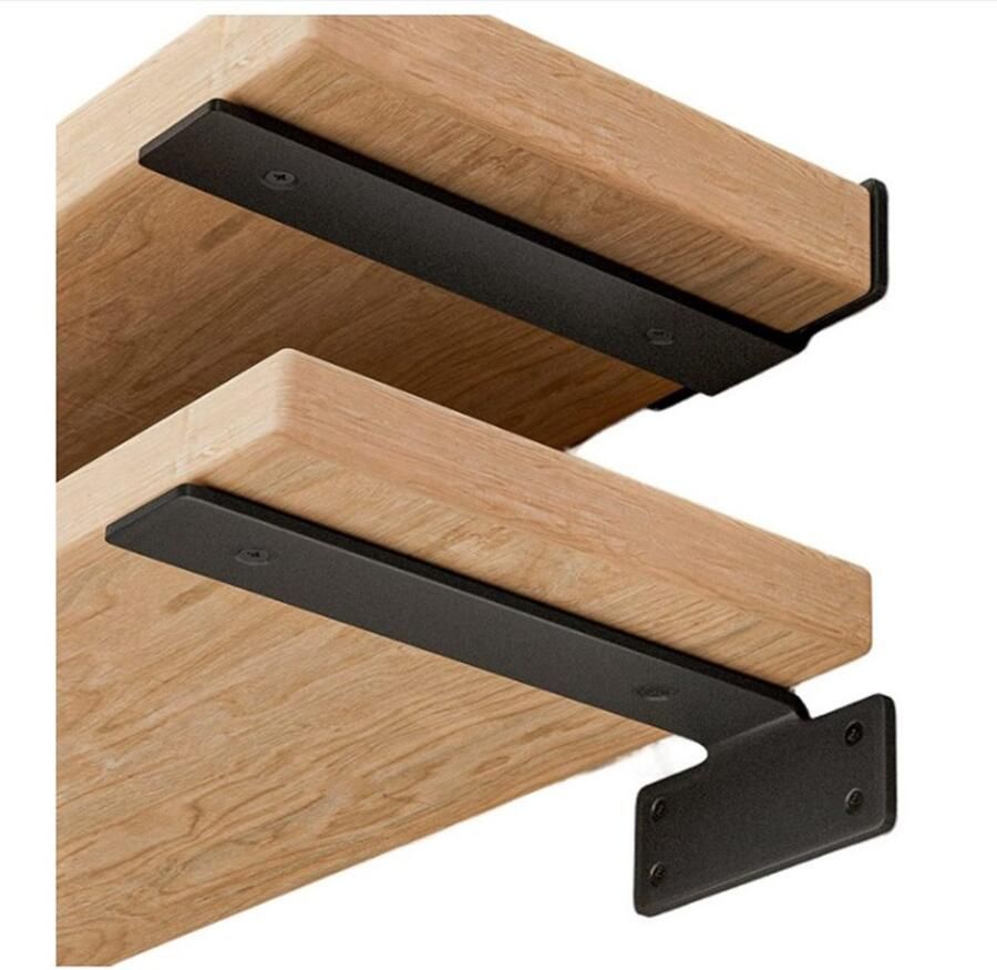 2 stuks zwarte verborgen onzichtbare L-plankbeugel (15 cm) zwevende verborgen plankbeugel zware gietijzeren plankbeugel industriële L-plankbeugel ijzeren metalen plankbeugel hardwarebeugel doe-het-zelf en wandplankopslag