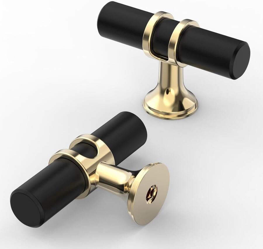 2 Stuks Zwartgouden meubelkastgrepen keukendeurgrepen keukenkastgrepen T-meubelgrepen meubelladegrepen keukengrepen voor Stijlvolle Interieurvernieuwing zinklegering Zwartgouden